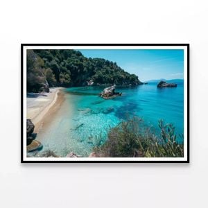 Beach and a Rocky Shore  Print 100% Australian Made 120x90cm  (Poster)