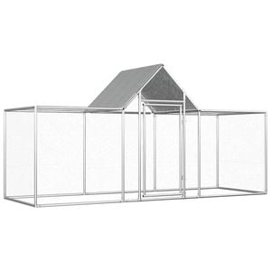 vidaXL Chicken Coop 3m Galvanised Steel Animal Habitat Cage Pet Animal House