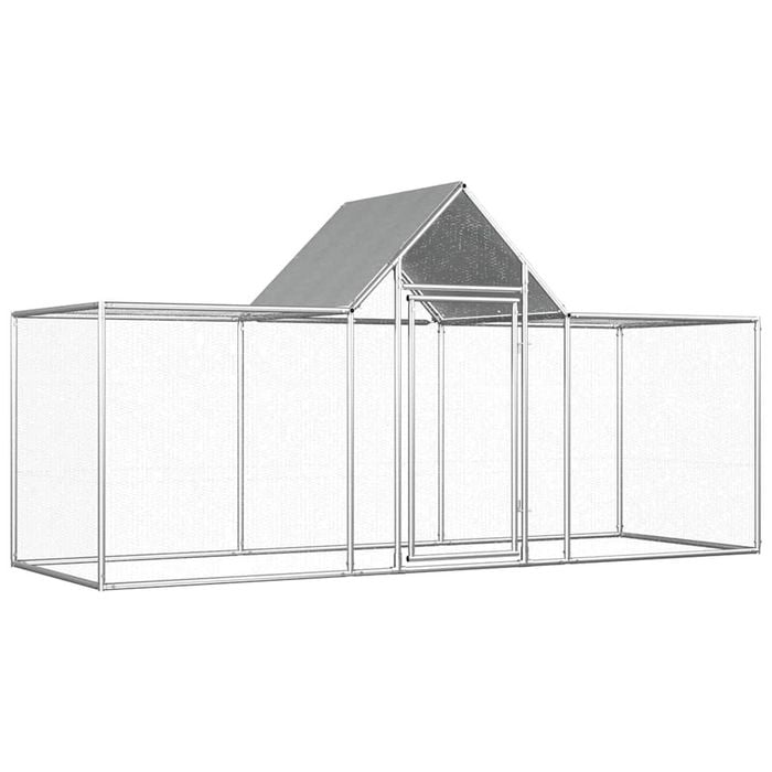 vidaXL Chicken Coop 3m Galvanised Steel Animal Habitat Cage Pet Animal House
