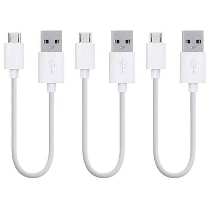 iWill 3 Pack 20cm Short Data Transfer Charger Charging Micro USB Cable Cord Bulk White TPE Plastic