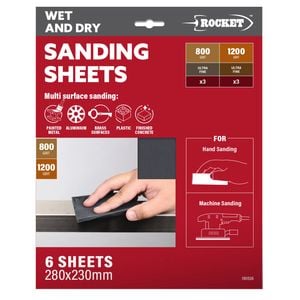 Rocket 800/1200 Wet Dry Sanding Sheets - 6 Pack
