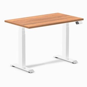 Desky Dual Mini Sit to Stand Prime Oak Desk 1000 x 600 White Frame