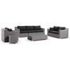 Milano 3+2+1 Seater Outdoor Wicker Lounge Setting Brushed Grey With Coffee Table & Denim Cushions