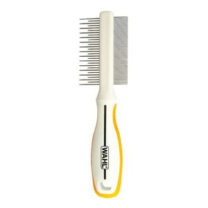 Wahl 2 In 1 Flea & Finishing Comb Soft Grip For Dogs Orange White