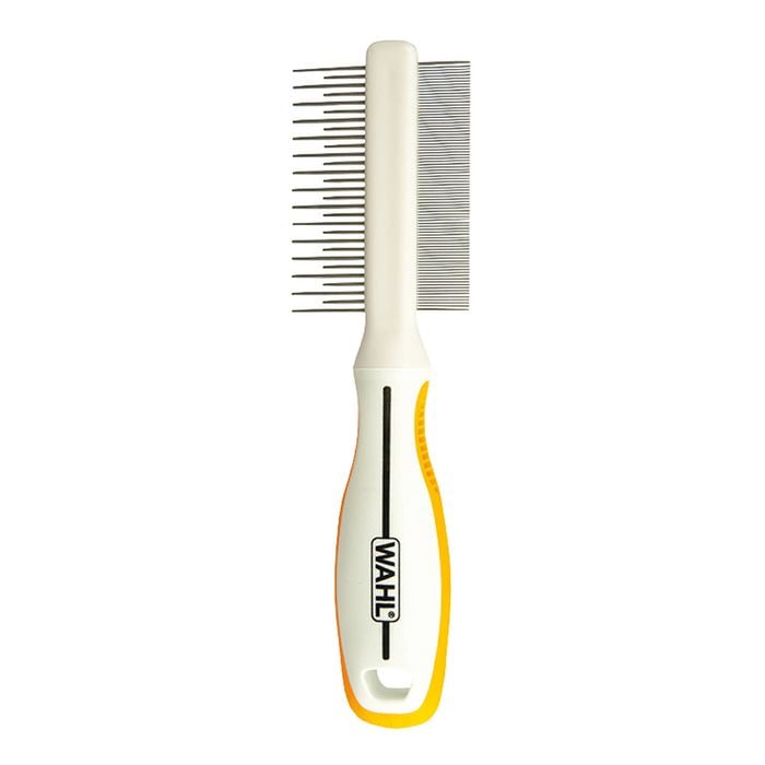 Wahl 2 In 1 Flea & Finishing Comb Soft Grip For Dogs Orange White