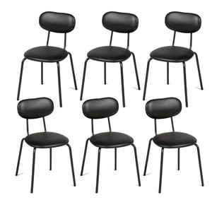 Advwin Dining Chairs Set of 6 Kitchen Chairs Reading Chair PU Leather Black