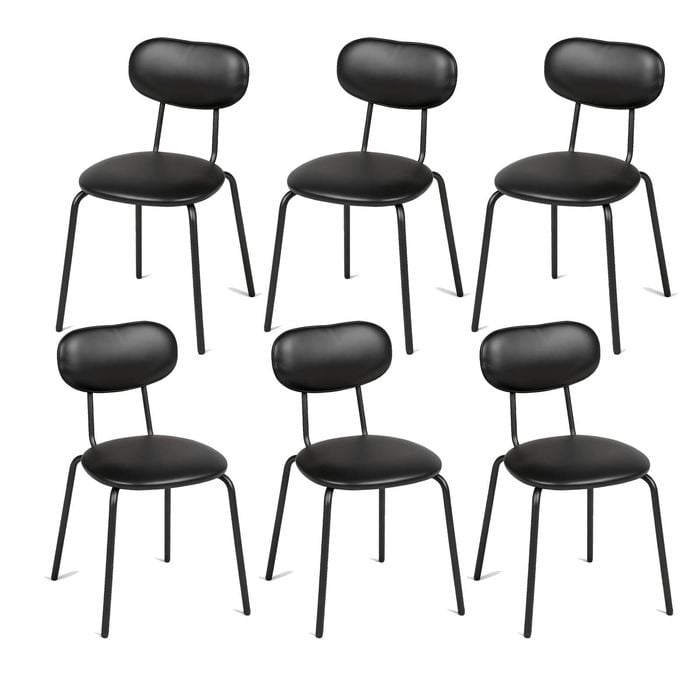 Advwin Dining Chairs Set of 6 Kitchen Chairs Reading Chair PU Leather Black