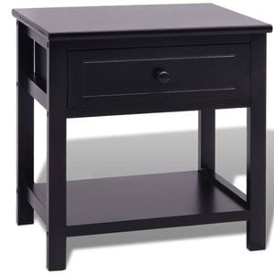 vidaXL Bedside Cabinet Lamp Table Nightstand Drawer Chest Wood Black Modern