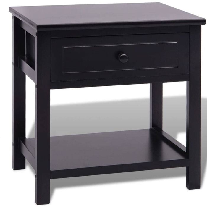 vidaXL Bedside Cabinet Lamp Table Nightstand Drawer Chest Wood Black Modern