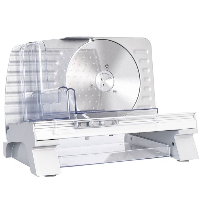 Advwin Electric Meat Slicer, 6.8" Food Slicer with Removable Stainless Steel Blade & Food Carriage Silver
