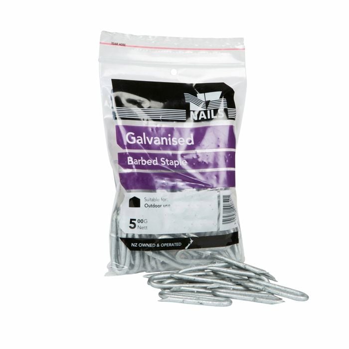 NZ Nails 30 x 3.15mm Galvanised Barbed Staple - 500g Pack