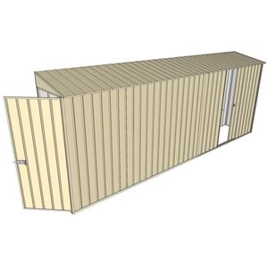 Build-a-Shed 0.8 x 5.2 x 2m Single Hinged Skillion Shed with Single Sliding Side Door - Cream