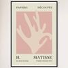 Galrie Papiers Découpés Pink Foliage H. Matisse Print (1955) Elegant for your Home, Black Frame, A4 21 x 30cm (8 x 12inch)