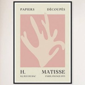 Galrie Papiers Découpés Pink Foliage H. Matisse Print (1955) Elegant for your Home, Black Frame, A4 21 x 30cm (8 x 12inch)