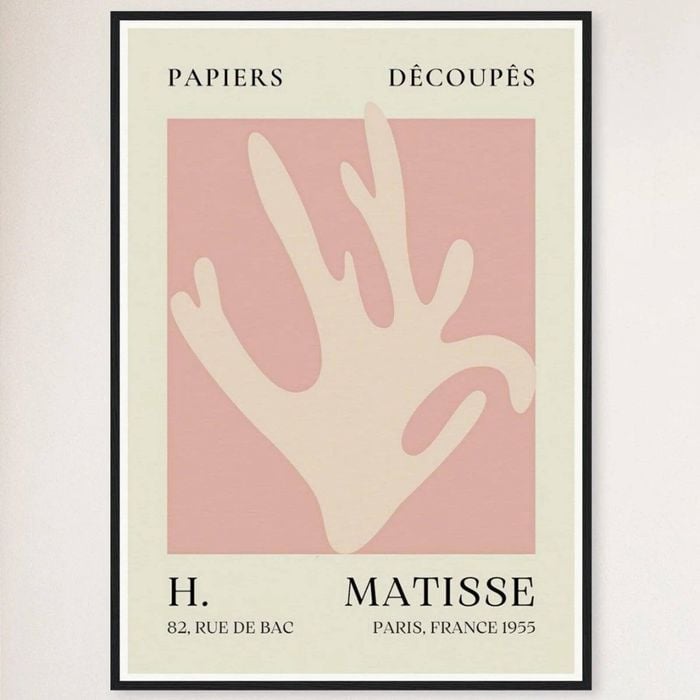 Galrie Papiers Découpés Pink Foliage H. Matisse Print (1955) Elegant for your Home, Black Frame, A4 21 x 30cm (8 x 12inch)