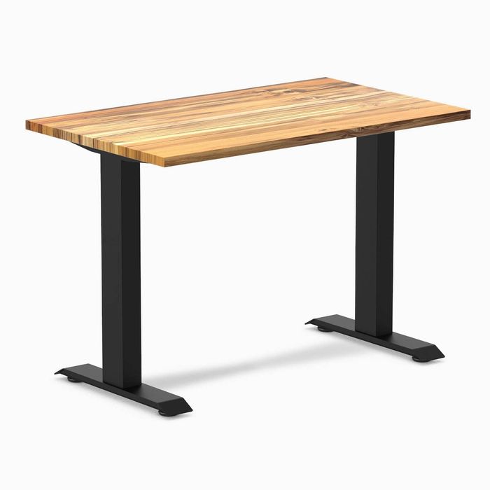 Desky Fixed Height Mini Hardwood Office Desk Matte Black Frame 100cm
