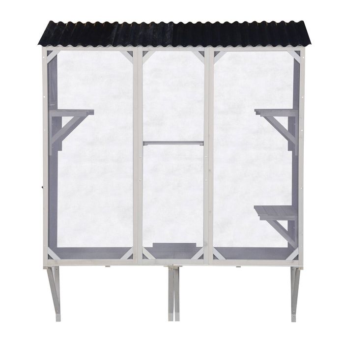 YES4PETS Wall Mounted Outdoor Cat Playhouse with Roof & Platforms – Window Access Catio Enclosure