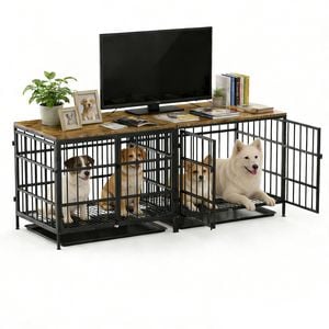 Advwin Dog Crate Furniture Heavy Duty Pet Crate TV Unit Cabinet