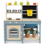 Costway Kids Pretend Play Kitchen Food Cooking Set Blue