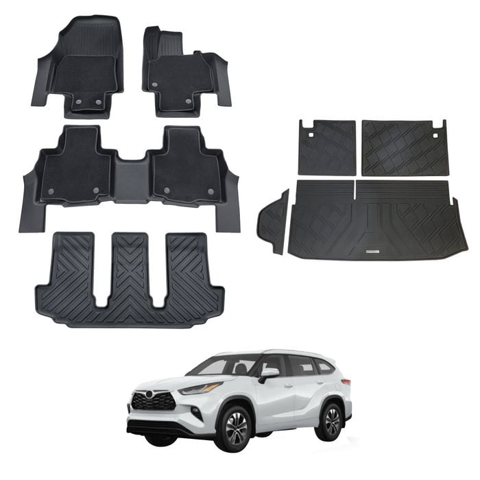 AUSGO Double-Layer Floor Mats & Boot Liner Set for Toyota Kluger 2021-Onwards Car Floor Liners Cargo Mat
