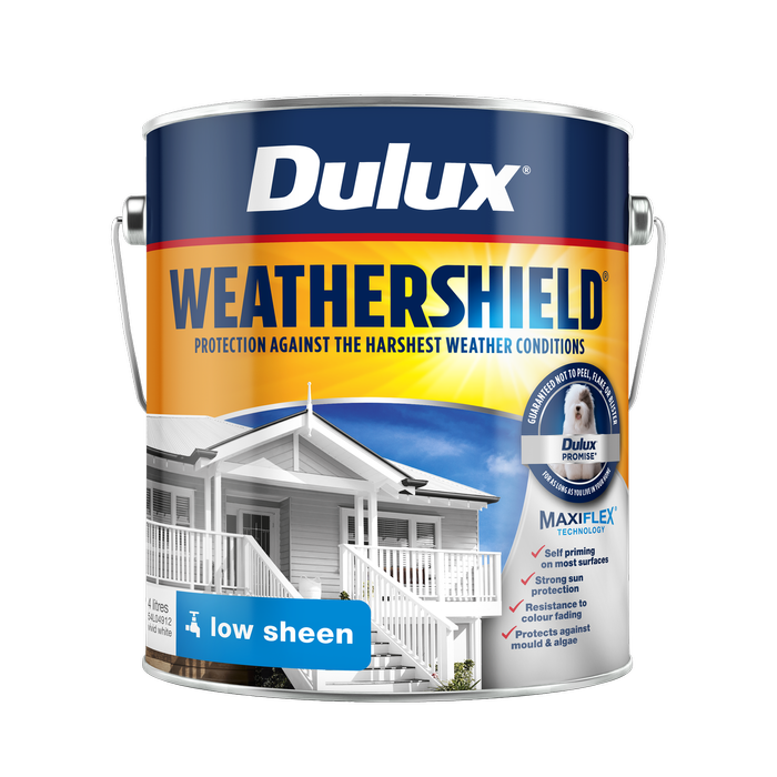 Dulux 4L Vivid White Low Sheen Weathershield Exterior Paint - 4L