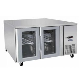 Atosa Glass Two Door Undercounter Fridge Table – 300 Litre