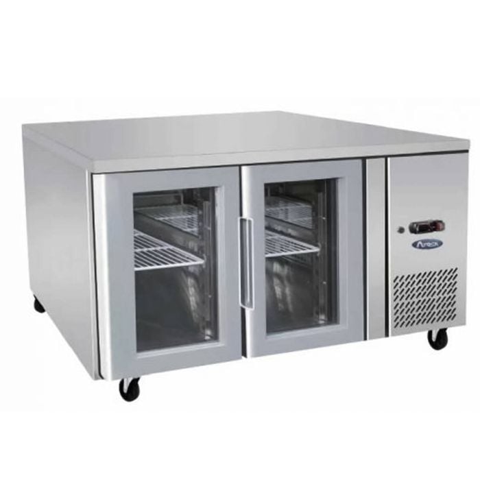 Atosa Glass Two Door Undercounter Fridge Table – 300 Litre