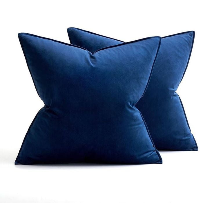 Catzon 2 Pcs Decorative Velvet Throw Pillow Covers Soild for Home Car 40X40cm-Navy Blue
