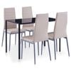 vidaXL 5 Pieces Dining Set Cappuccino 4 Chairs Tempered Glass Kitchen Table