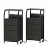 Ufurniture Set Of 2 Nightstand 4 Fabric Drawers Bedside Table With Charging Station For Bedroom Living Room Black