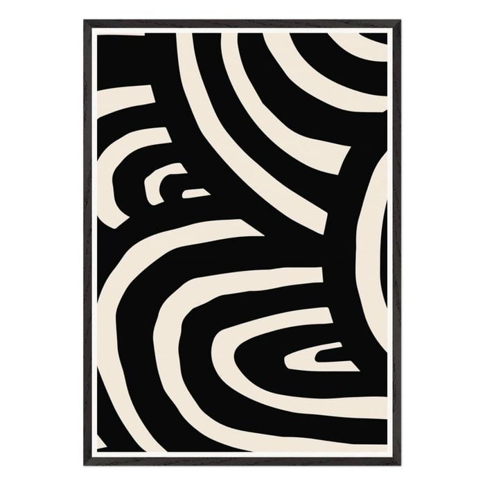 Galrie Stunning Modern Abstract Monochrome Line Art Print for Elegant Interior Home, Black Frame, A3 30 x 42cm (12 x 16inch)