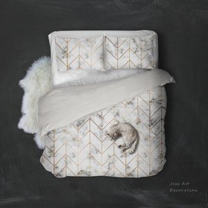 3D Marble Golden Lines Quilt Cover Set Bedding Set Pillowcases 95