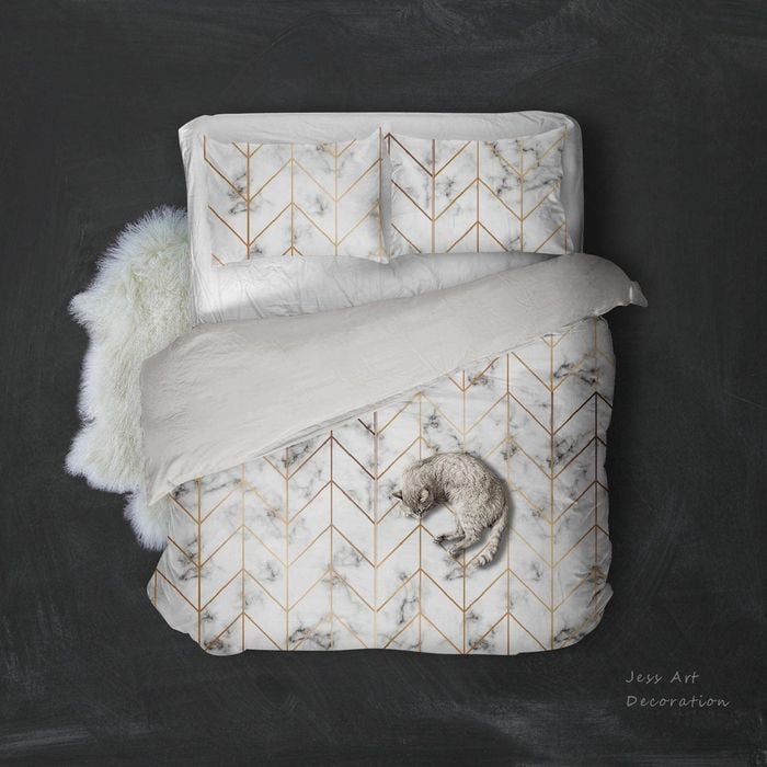 3D Marble Golden Lines Quilt Cover Set Bedding Set Pillowcases 95