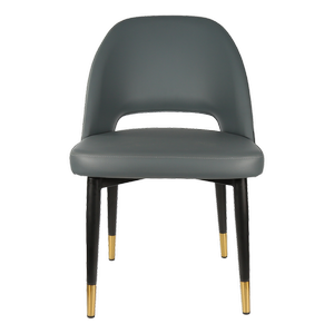 Durafurn 450mm High Anthracite Vinyl Semifreddo Chair with Black Metal Legs