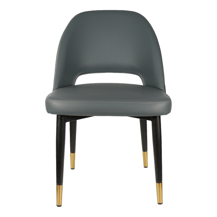 Durafurn 450mm High Anthracite Vinyl Semifreddo Chair with Black Metal Legs
