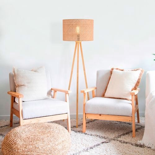 timber themed room with chairs and lamp matching 