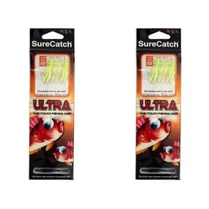 2x Surecatch Ultra Sabiki Bait Rig w/Green Tinsel 18lb Leader Hook- Size 14