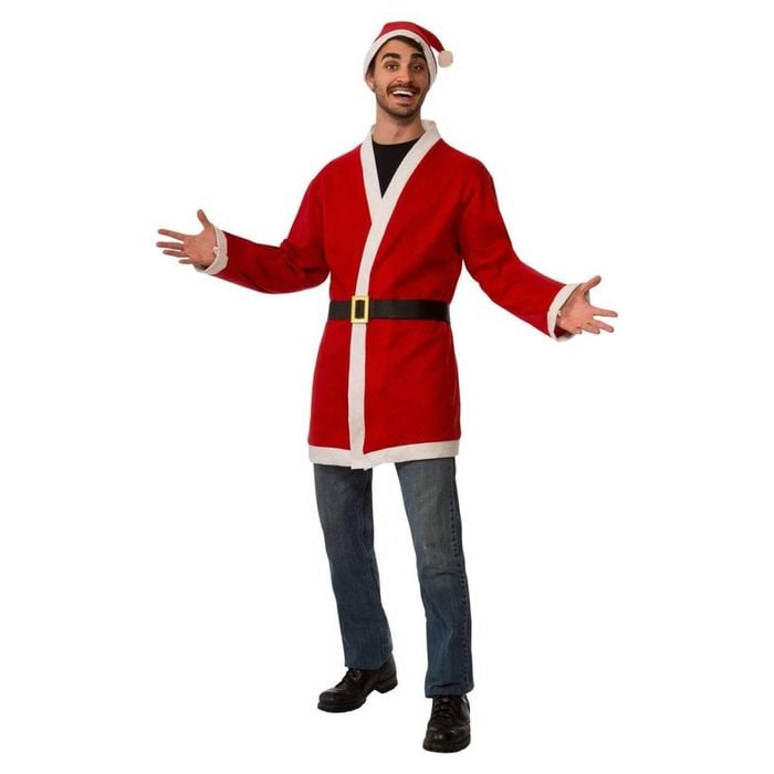 Santa Claus Adult Jacket Halloween Costume Set with Hat and Belt for Christmas, Extra-Large