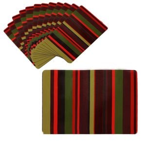 Set of 12 PVC Easy Care Placemats - Stripes Multi 43 x 28 cm