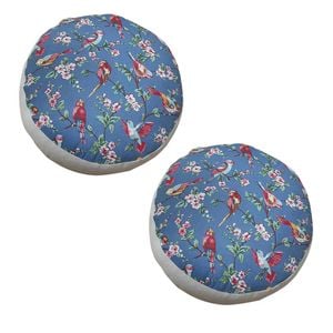 SOGA 2 Pack 45cm Pouffe Cushions Blue Polyester Cotton with EPP Filling