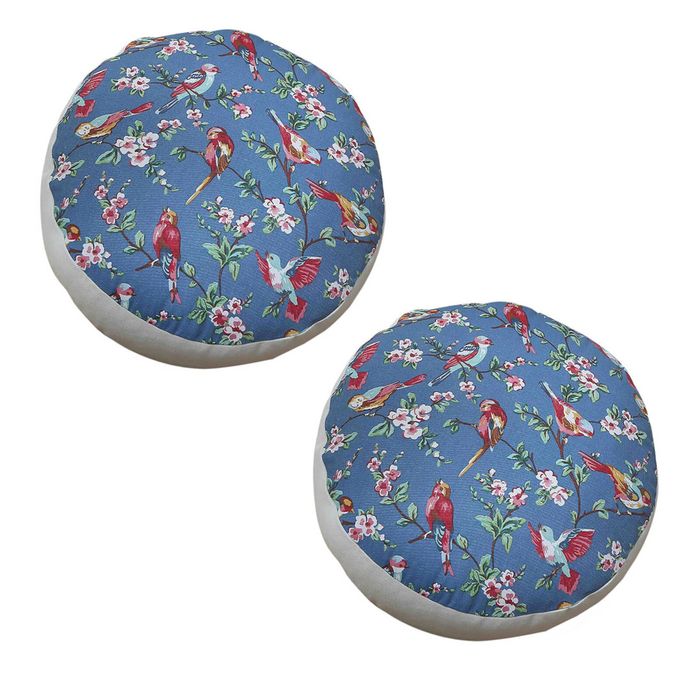 SOGA 2 Pack 45cm Pouffe Cushions Blue Polyester Cotton with EPP Filling