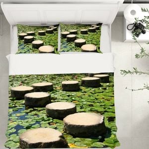 3D Wood Lotus Leaf 211 Bed Pillowcases Quilt King Single Size