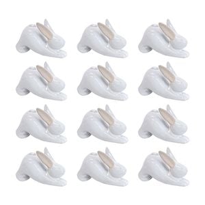 12PK LVD Yoga Bunny B Ceramic Figurine Home/Lounge Decor 7.5cm White