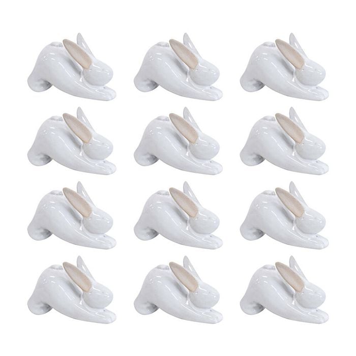 12PK LVD Yoga Bunny B Ceramic Figurine Home/Lounge Decor 7.5cm White