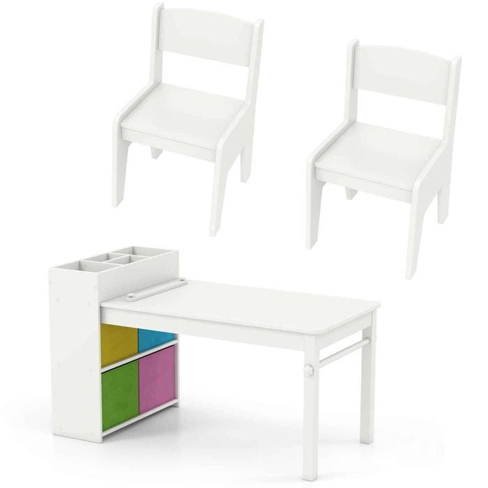 Costway Art Table Chairs Set White