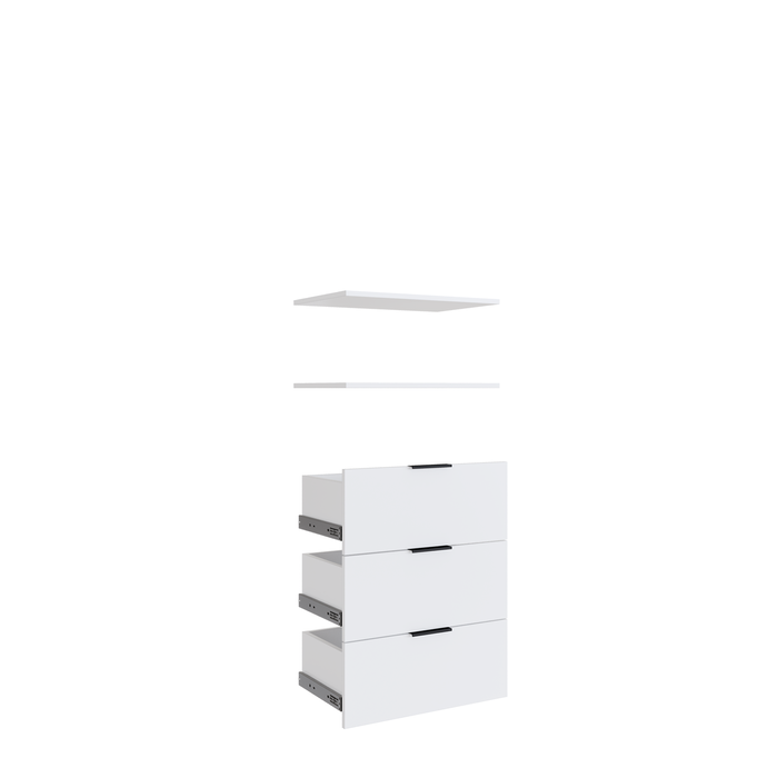 Lugna 3 Drawer, 2 Shelf Insert Kit White - Fits 600 X 380MM Cabinet Shell