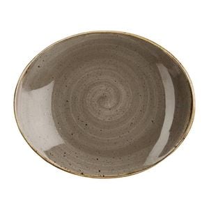 Churchill Oval Coupe Plate Stonecast Peppercorn Grey 192 X 160mm Ceramic Tableware