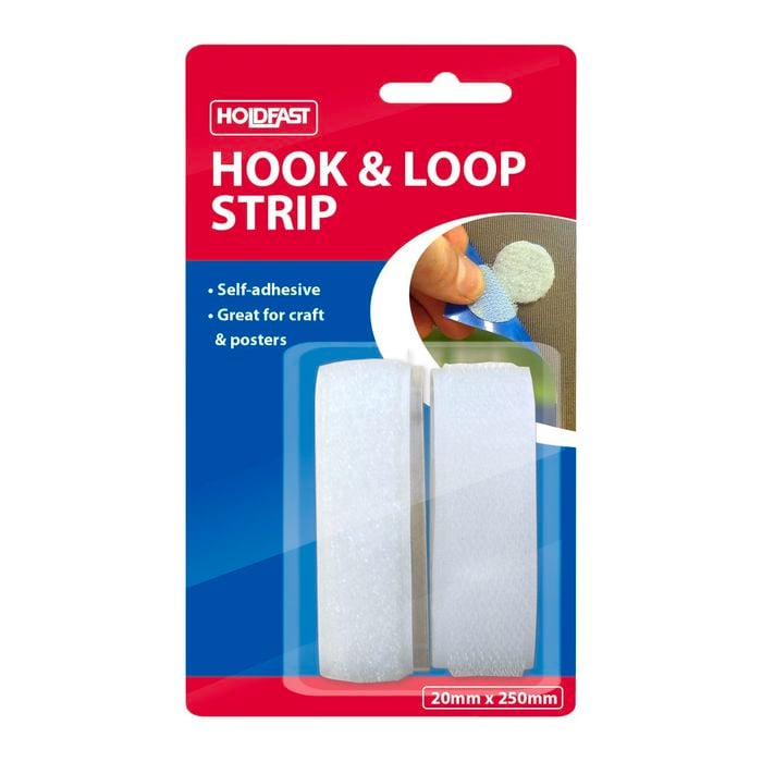 Holdfast 20 x 250mm Self Adhesive Hook And Loop Strip