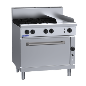 Luus RF-4B3P 900mm Gas 4 Burner 300mm Griddle Range & Convection Oven RF-4B3P-NG