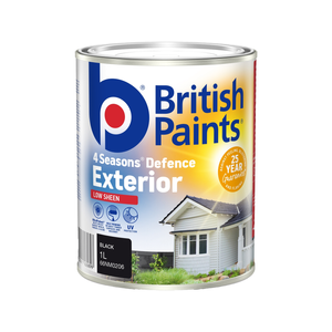 British Paints 1L Black Low Sheen 4 Seasons Exterior Paint